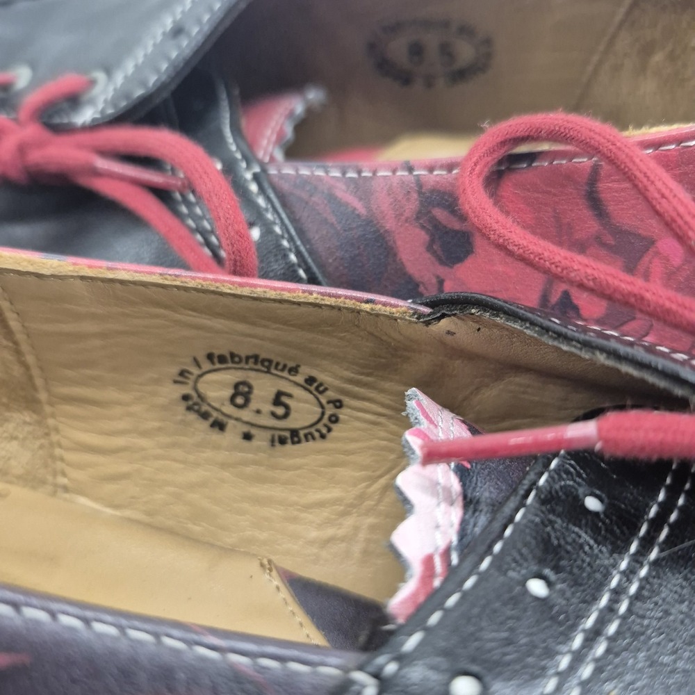 John Fluevog Erika Brogued Oxford Red Black Pink Leather Size 8.5 - Picture 16 of 16